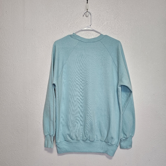 Vintage Guess USA Puppy Crewneck Sweatshirt Blue Pink 80's Women's Size Small - Picture 6 of 12